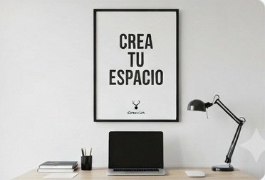 Cuadro en oficina con marco